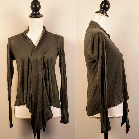 h.i.p. Sweaters - H. I. P. Cardigan, Dark Green Drape Boho, M